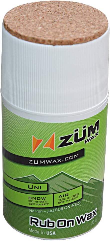 ZUMWax Rub-On Ski/Snowboard/Nordic/Cross-Country Wax 70g, UNIVERSAL, Easy cork applicator, long-lasting performance, secre...