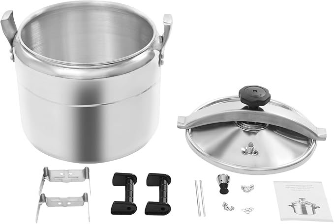 8 Gal Stovetop Aluminum Pressure Cooker, 30L Large Steamer Cooking Pressure Pot for Family or Commercial, 50-70kpa, Safety Valves, Removable Sealing Ring