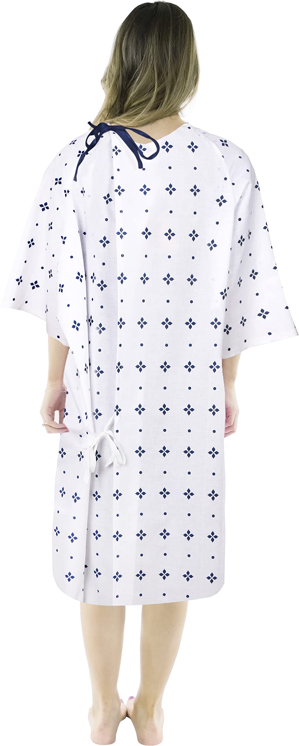Utopia Care 6 Pack Unisex Hospital Gowns, Patient Gowns for Women and Men with Back Tie, Comfortably Fits Sizes up to 2XL, Pack of 6, Blue Star