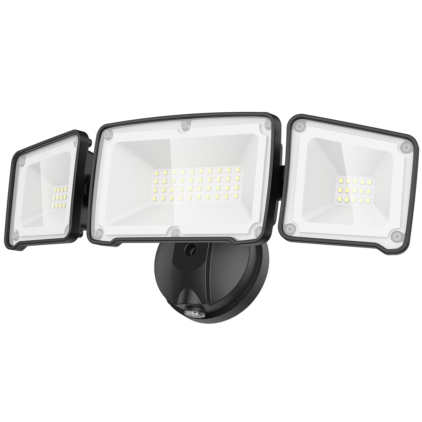 Lepower 3500Lm Dusk To Dawn Led Security Light, 35W, 3 Heads, Ip65 Waterproof, Black, Model Yy02B-Bl