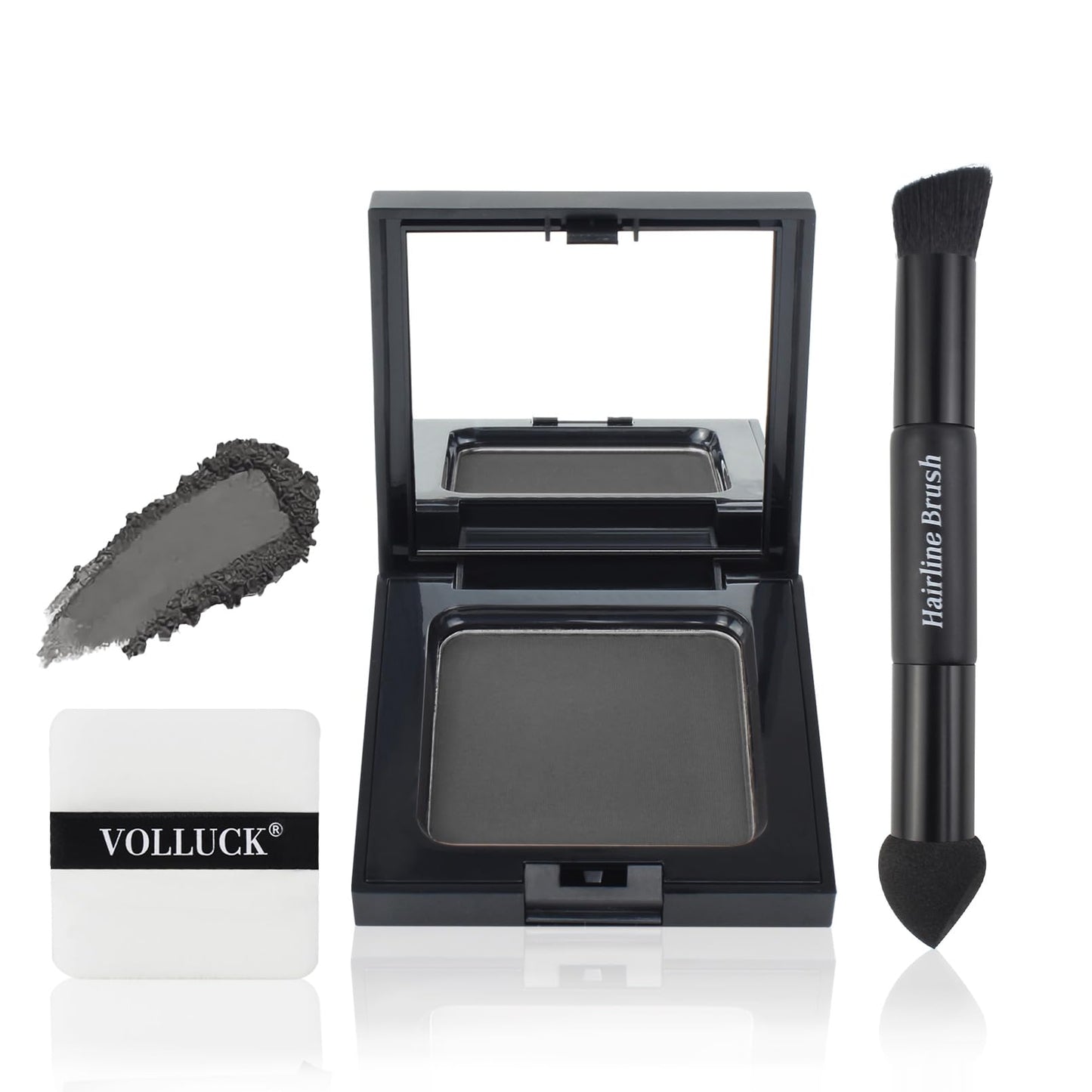 VOLLUCK Root Touch up Powder, Long-lasting Gray Hair Cover up Powder for All Hair Types, Waterproof for Women and Men (Black, 0.