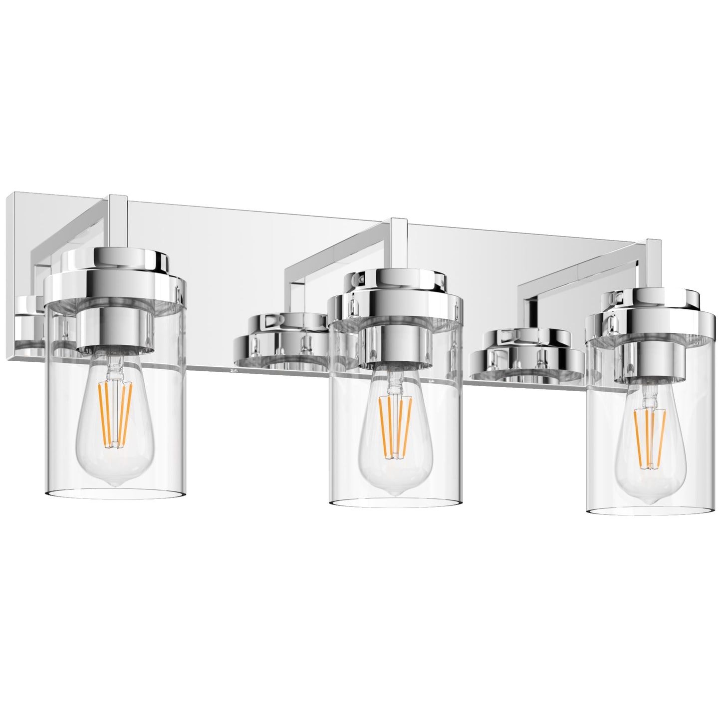 Espird Chrome Light Fixtures, 3 Light Bathroom Vanity Light with Clear Glass Shade, 22in Modern Vanity Light, Bathroom Lighting Fixtures Over Mirror for Living Room