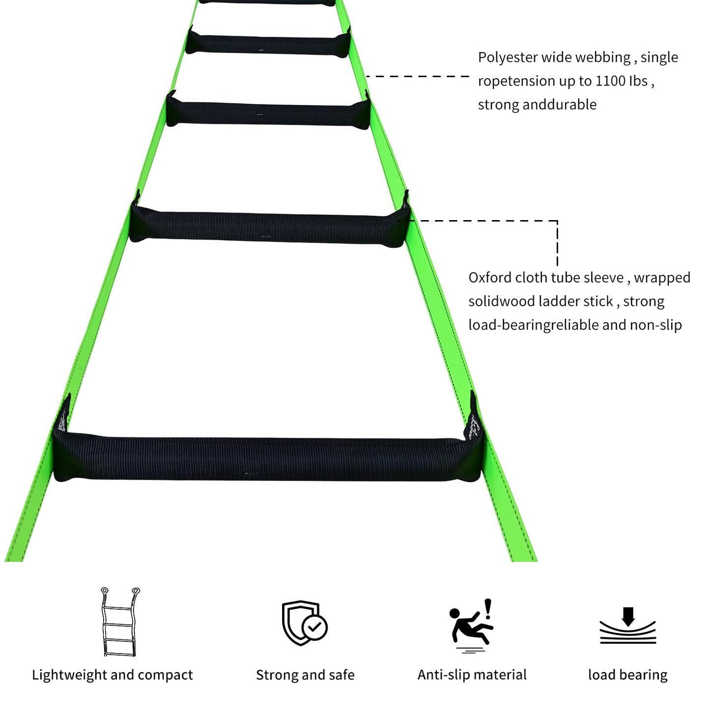 LZ.MZXU Fire Escape Ladders, 13FT Emergency Rope Ladder with 2 Hooks for 2-3 Story Homes, Portable Multi-use Quick Deployment Rope Ladders for Balcony Tree Window