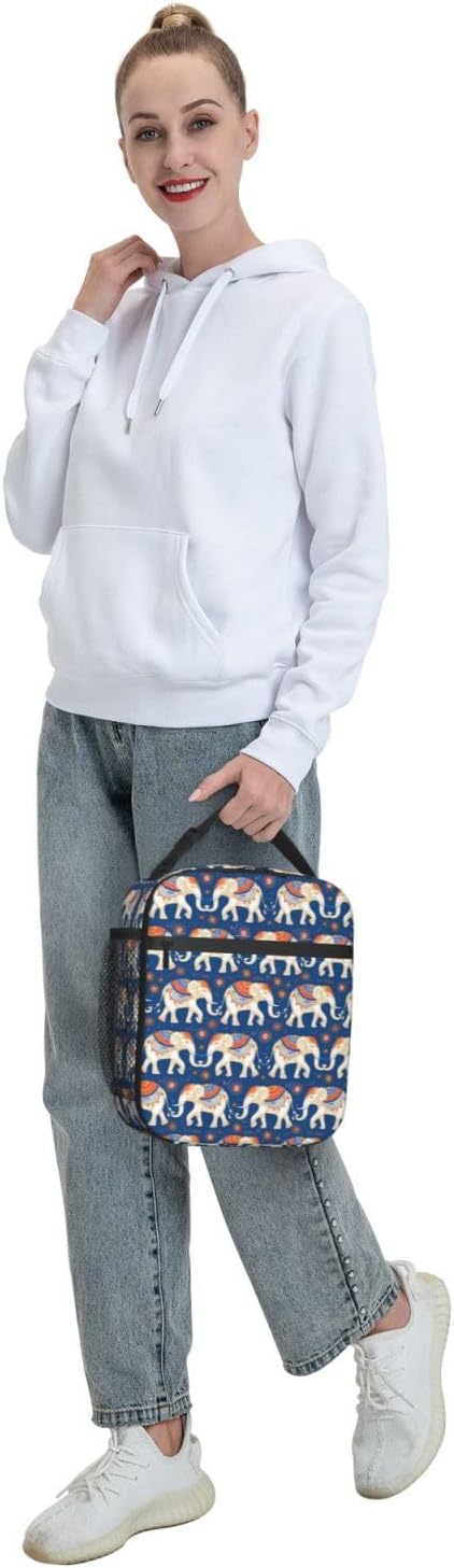 Elephant Lunch Box for Women Kids Girls Insulated Lunch Bag Lunchbox Adults Lunch Tote Bags Reusable Cooler for Work Office School Picnic Travel