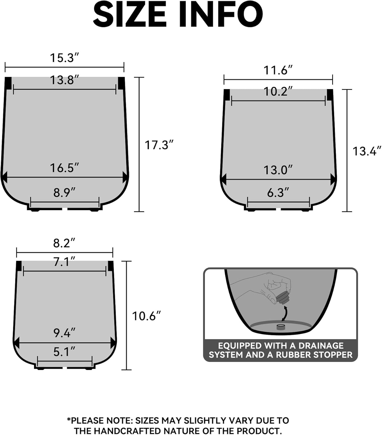 Kante 11.6" Dia Round Concrete Planter, Outdoor Indoor Large Plant Pots Containers with Drainage Hole and Rubber Plug for Home Garden Patio, Light Gray