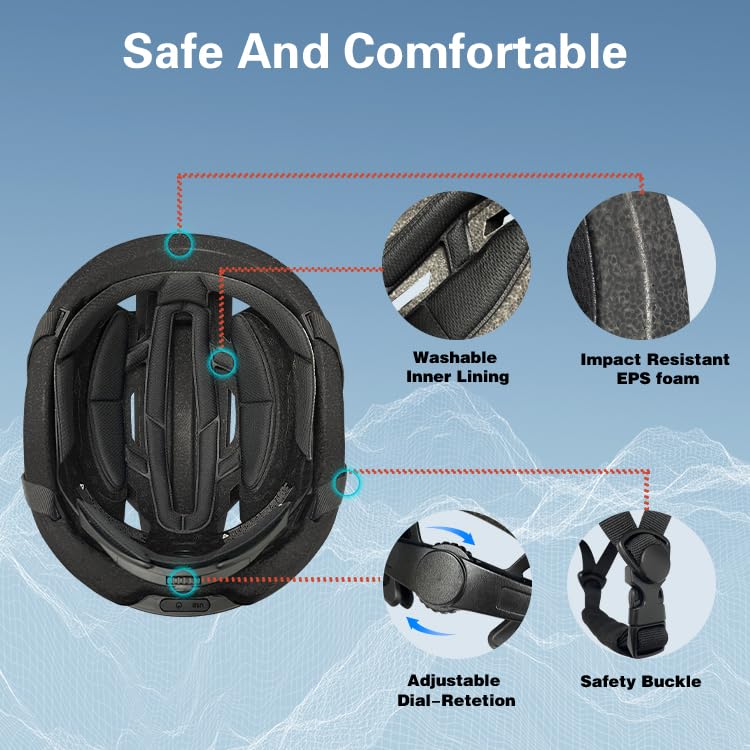 Bike Helmet, Smart App Program Bike Helmet with USB Rechargeable Light, Back Light Mountain for Adult&Men Women, with Turn...