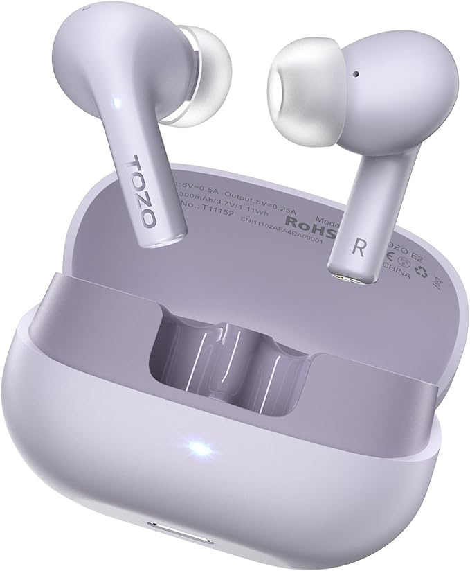 TOZO E2 Wireless Earbuds with 2 Mics AI Call Noise Cancellation, 10mm Drivers with Powerful Bass, App Customize 32 EQs, 30...