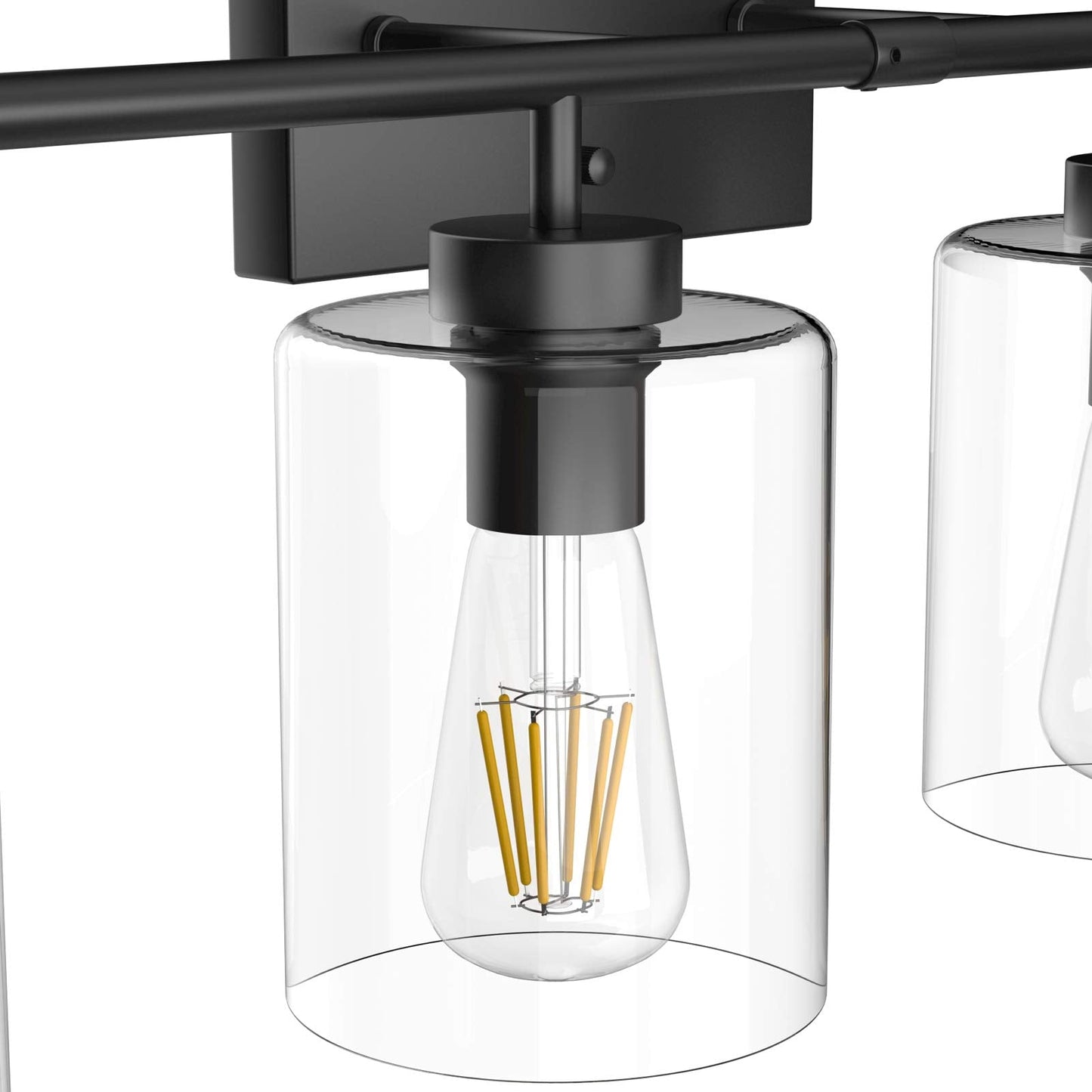 Aipsun Black Bathroom Vanity Light Fixture - 4 Lights, Clear Glass Shades, 31 Inch, Model 2083-4T