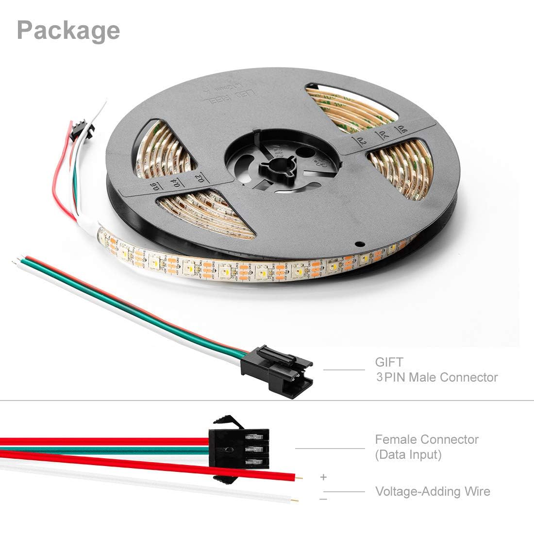 Btf-Lighting Sk6812 Rgbw Led Strip 16.4Ft Ip65 White Pcb 300 Leds Rgb+Natural White Individually Addressable 60Pixel/M