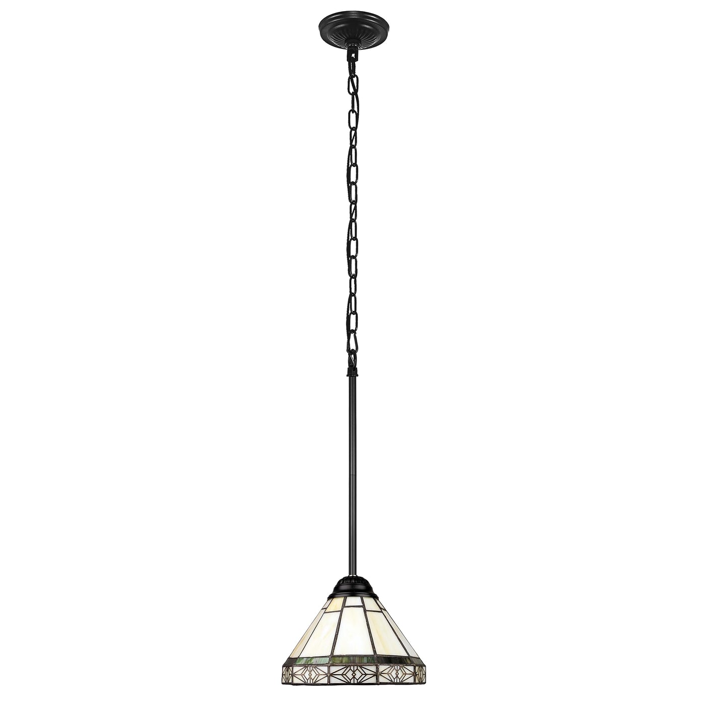 Chloe Lighting Mini Pendant Ceiling Fixture, 1 Light, Blackish-Bronze Finish, 8in Wide, Glass, Multicolor, Model CH31315MI08-DP1