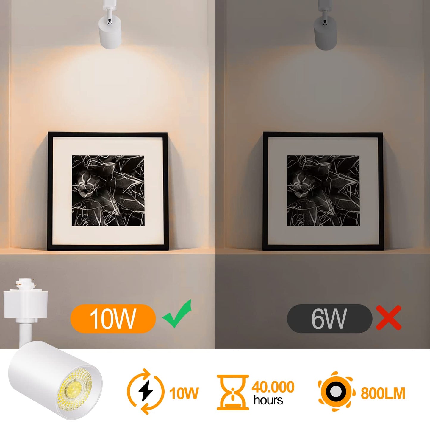 Vanoopee 10W Dimmable Led Track Lighting Heads H Type Track Light Replacement Fixtures Bright 4000K Neutral White Ceiling Spotlight For Accent Task Art  Flicker Free Cri90+ 24 800Lm White  Pack Of 4
