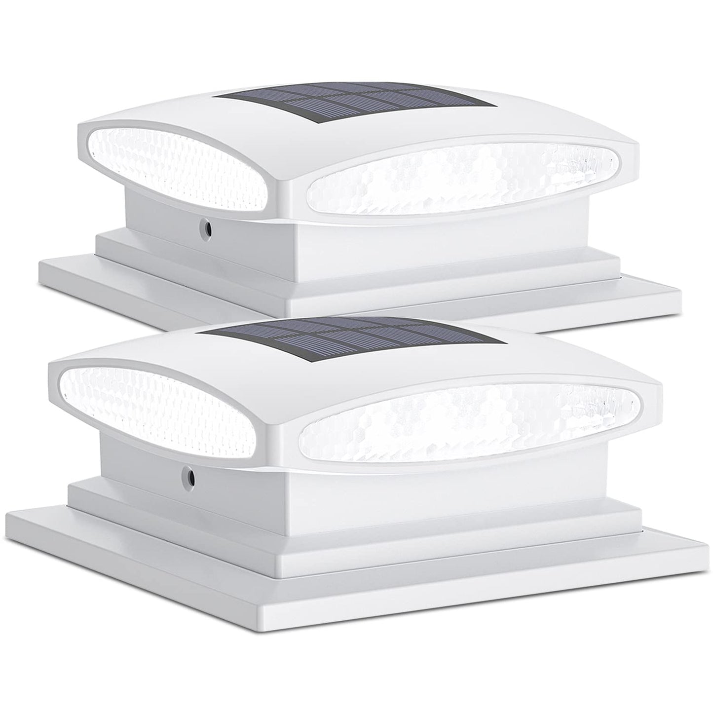 SIEDiNLAR Solar Post Cap Lights, 24 LED, 2 Modes, Plastic, 2 Pack, White, Model SD1064W-2PK