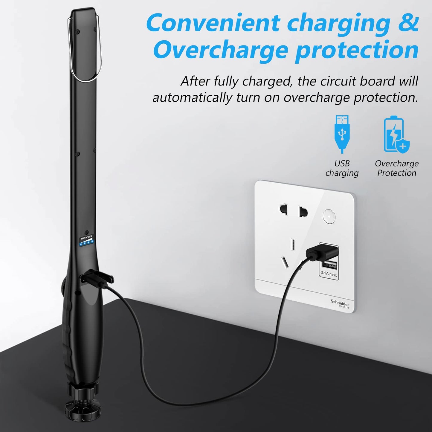 NileBoom LED Work Light - 800 Lumens, Rechargeable, Magnetic Base & Hook, 360? Swivel, Black, 4 Pack