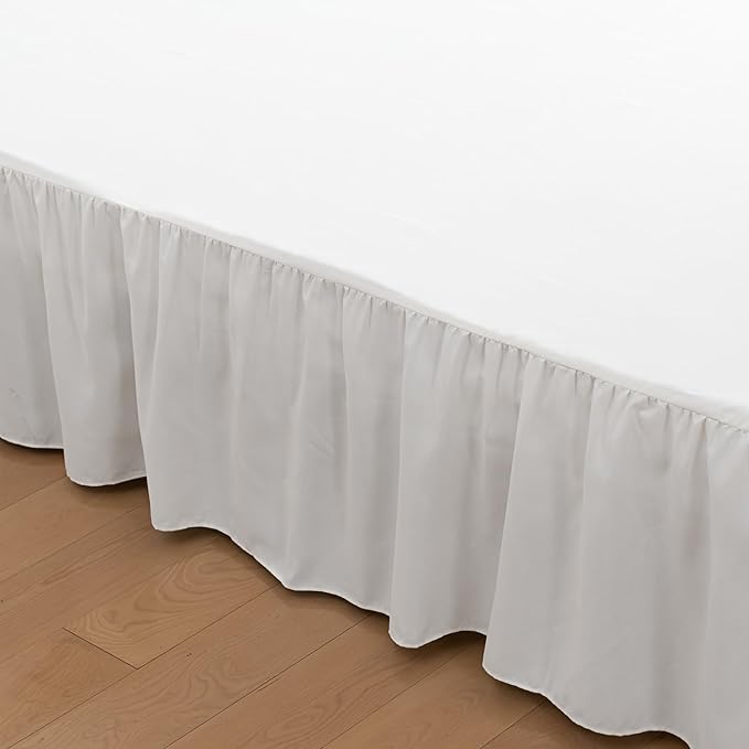 Bed Skirt Full Size Ruffled Bed Skirts with Split Corners, 12 Inch Drop Dust Ruffle Bed Skirt with Platform,Ivory,Full - 12" Drop