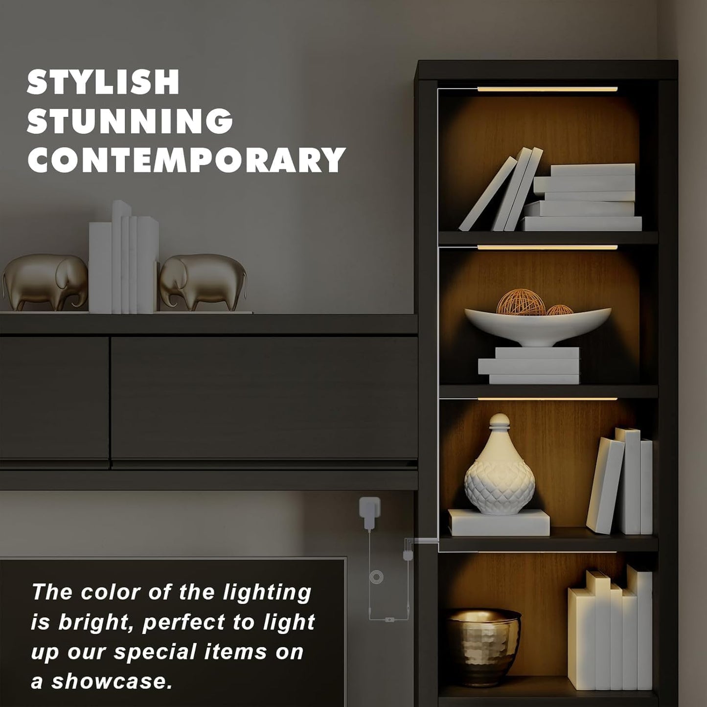 Jusjubr Led Shelf Lights  4X12 Inch Warm White 3000K Dimmable Shelf Lighting With Memory Function  Ultra-Thin Black Display Case Lights  Display Cabinet Lights