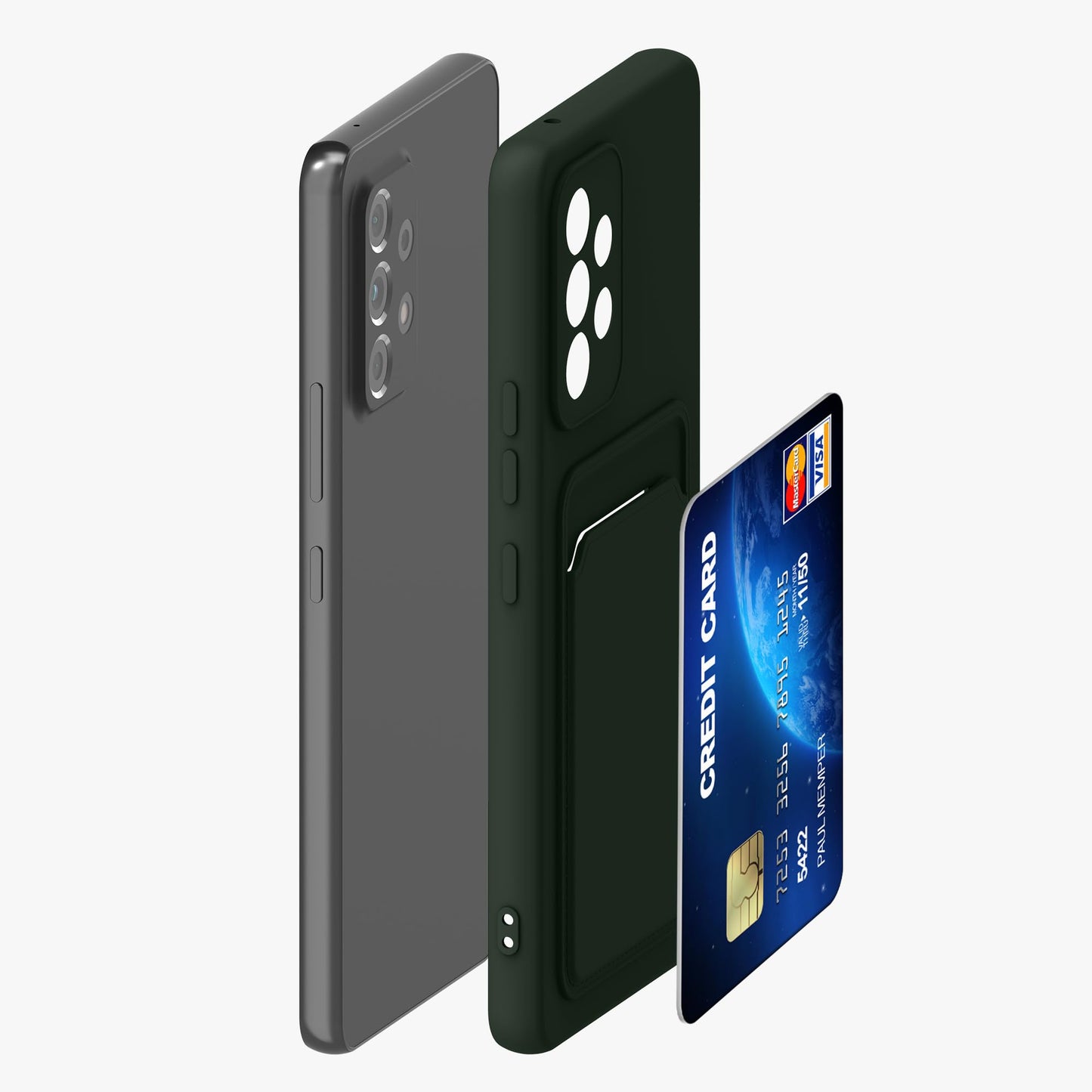 Kwmobile Case Compatible With Samsung Galaxy A53 5G Case - Tpu Phone Cover With Credit Card Holder - Dark Green