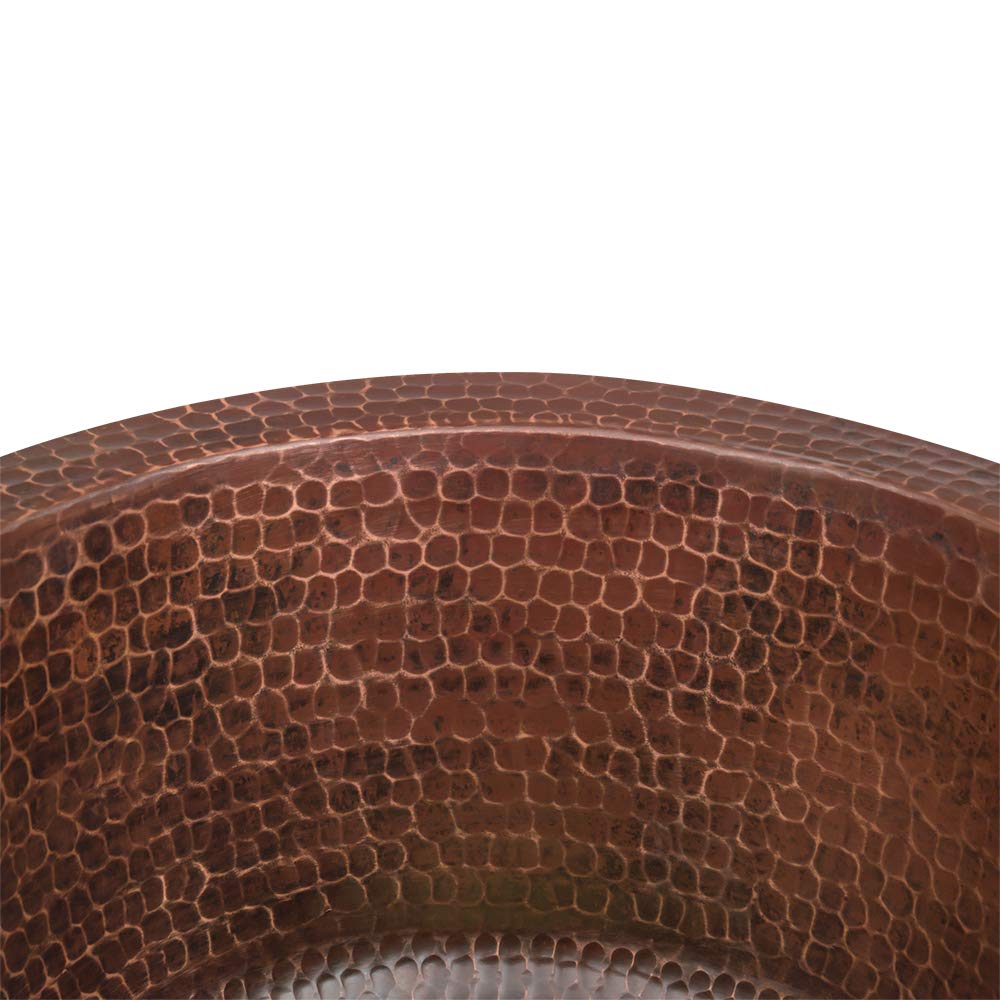 Premier Copper Products BR10DB2 10-Inch Round Hammered Copper Bar Sink w/ 2-Inch Drain Opening