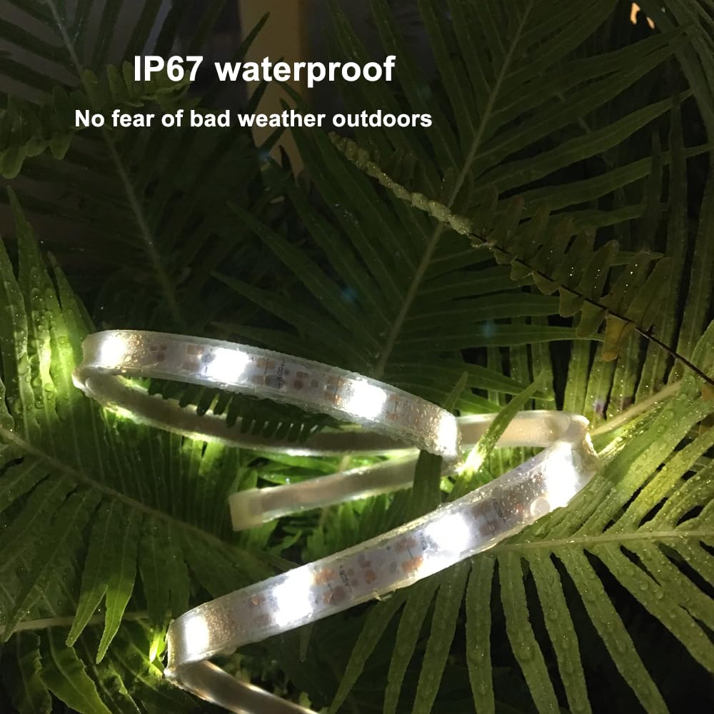 Solar Led Strip Lights Outdoor Waterproof 9.8Ft White Solar Powered Strip Lights With Remote Timer 8 Lighting Modes Ip65 Waterproof Strip Lights For Step Gazebo Balcony Outdoor Bar Garden Decor