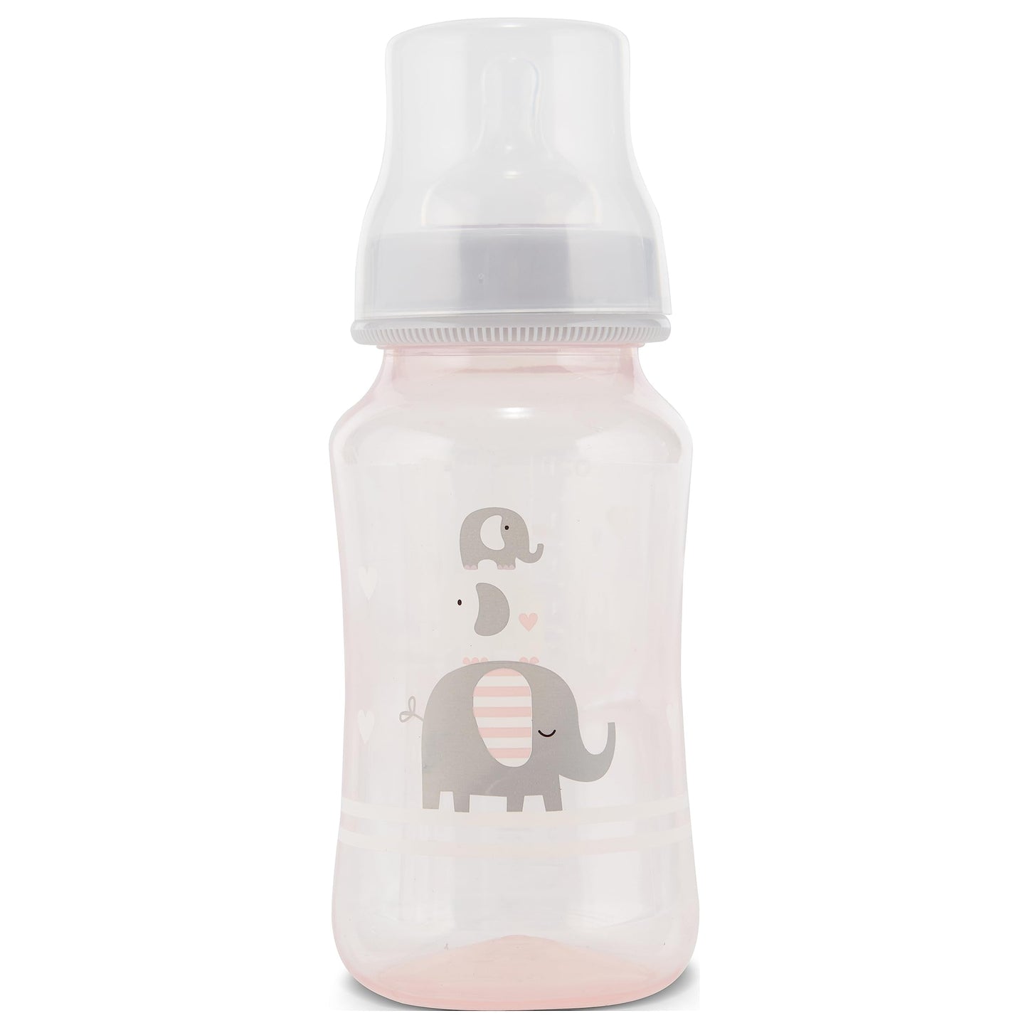 Premium 2-Pack Baby Bottles - 11 Ounce, Hourglass Shape, Fun Boys and Girls Prints, Clear Cover - BPA-Free