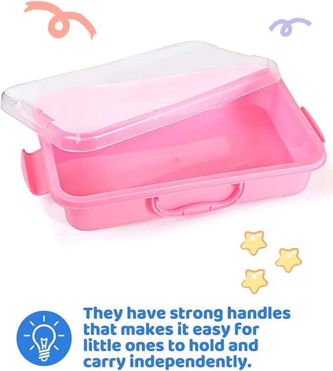 2 Pcs Sand Tray Sensory Bin with Lid and Handle, Portable Sensory Sandbox Container for Kids, Plastic Activity Tray for Toddlers (Transparent)