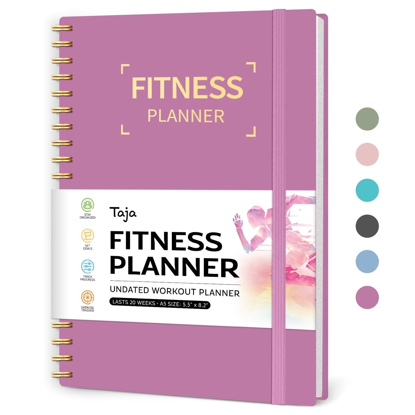 Fitness Workout Journal for Women & Men, A5(5.5" x 8.2") Workout Log Book Planner for Tracking, Progress, and Achieving Your Wellness Goals-Purple