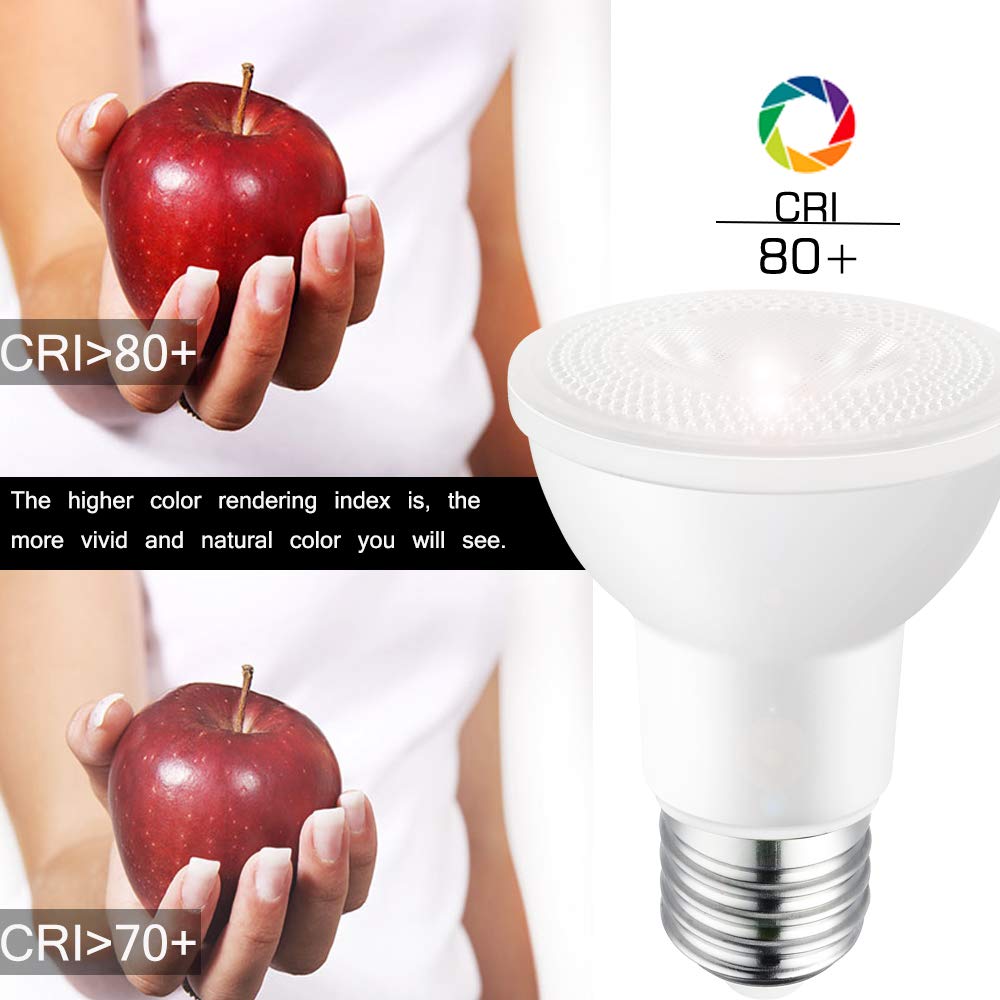 Tumupsm Par20 Led Bulb Daylight White 5000K Dimmable Flood Light 7W=60W Halogen E26 600Lm Track Recessed Lighting Bulbs 4 Pack