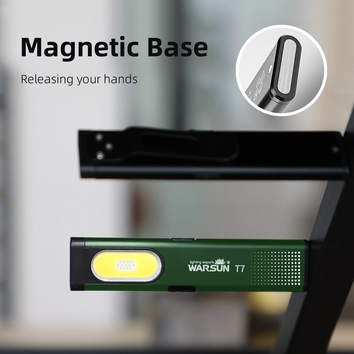 WARSUN Compact Pocket LED Flashlight - 675LM, USB-C Rechargeable, IPX4, Model T7, Green-1Pcs
