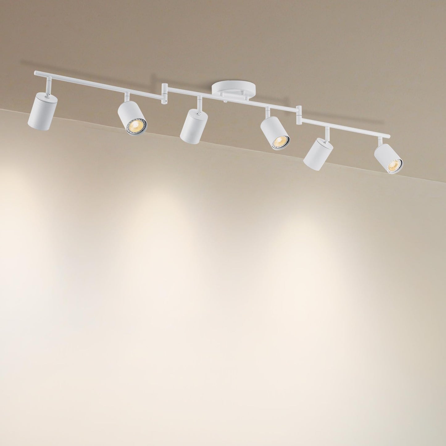 Vonluce 6 Light Track Light Fixture  Led Track Lighting Kit With Rotatable Track Heads  3-Color Gu10 Bulbs Included  Modern Ceiling Spotlight For Kitchen Office Closet Studio Bedroom  White