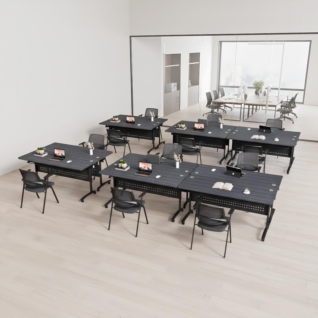 4 Pack Conference Room Tables,Mobile Folding Conference Table with Wheels,Modern Training Locking Rolling Meeting Conference Tables with Flip-Top for Office Classroom Business,6-12 Person,71IN