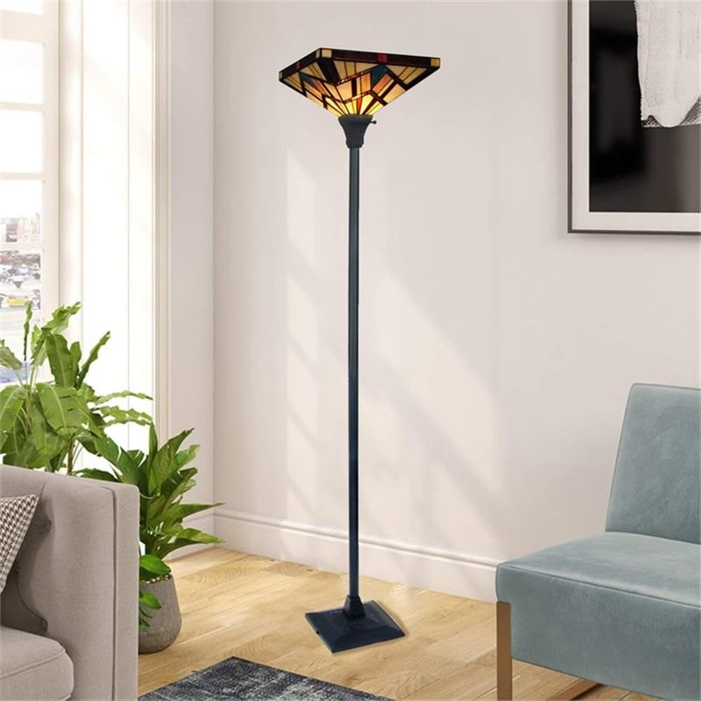 CHLOE Lighting Vincent Torchiere Lamp, 1-Light, Glass, Dark Bronze, Model CH3T523BM14-TF1