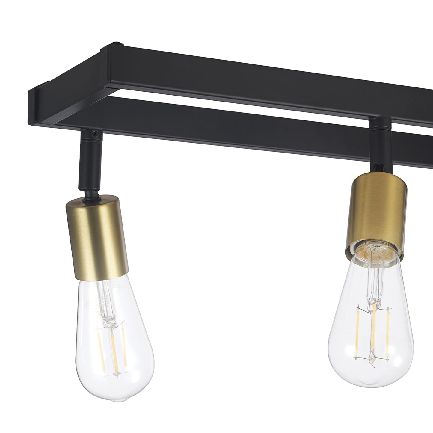 GLOBE Electric 64000096 36" 6-Light Track Lighting, Matte Black, Brass Sockets, Adjustable Pivoting Heads, Ceiling Light Fixture for Kitchen Island, Hallway, or Dining Room, Modern Farmhouse Lights