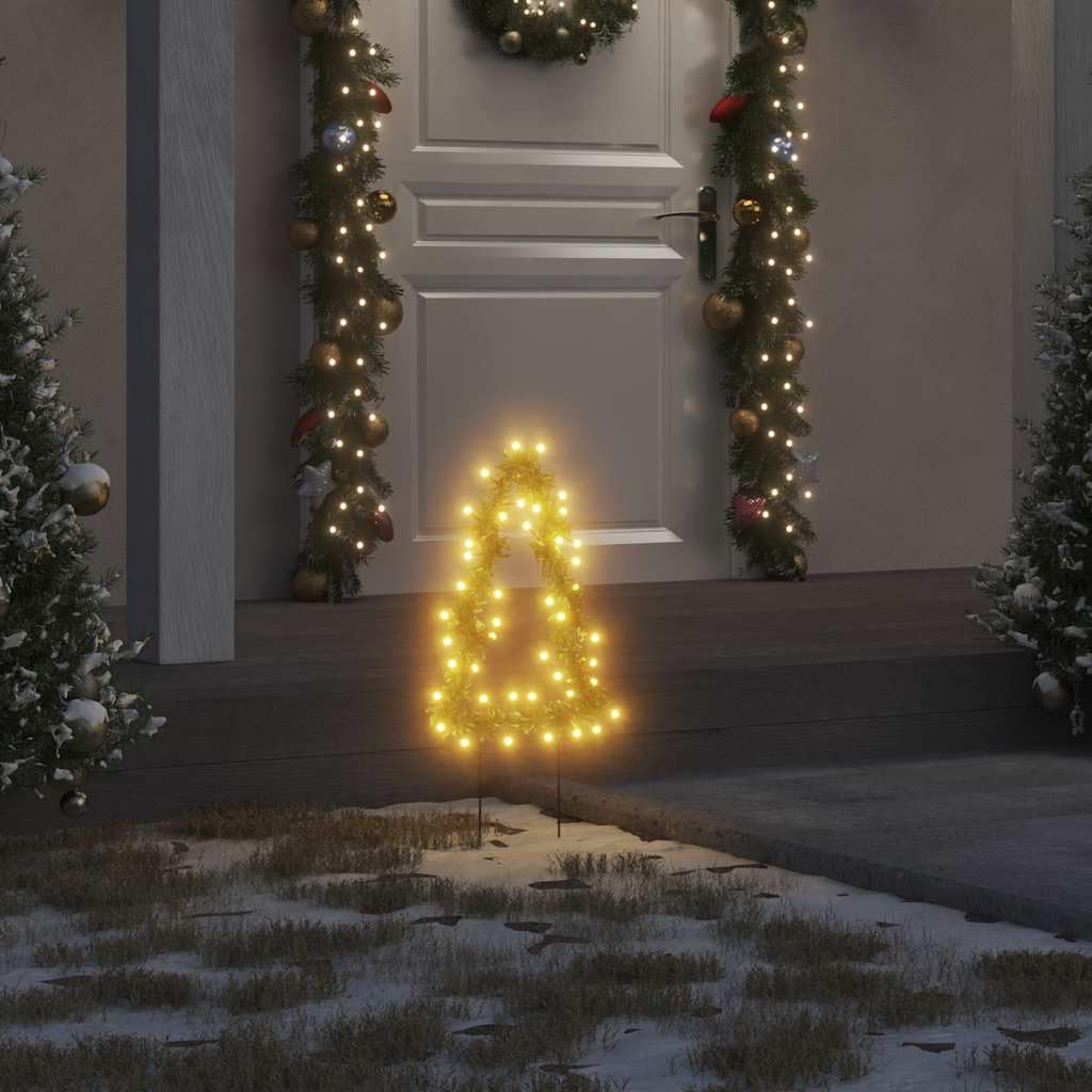 vidaXL Christmas Light Decorations - 3 pcs, 50 LEDs, Warm White, 11.8in Tree, Green, Model 357729, Indoor & Outdoor Use, 8 Lighting Modes