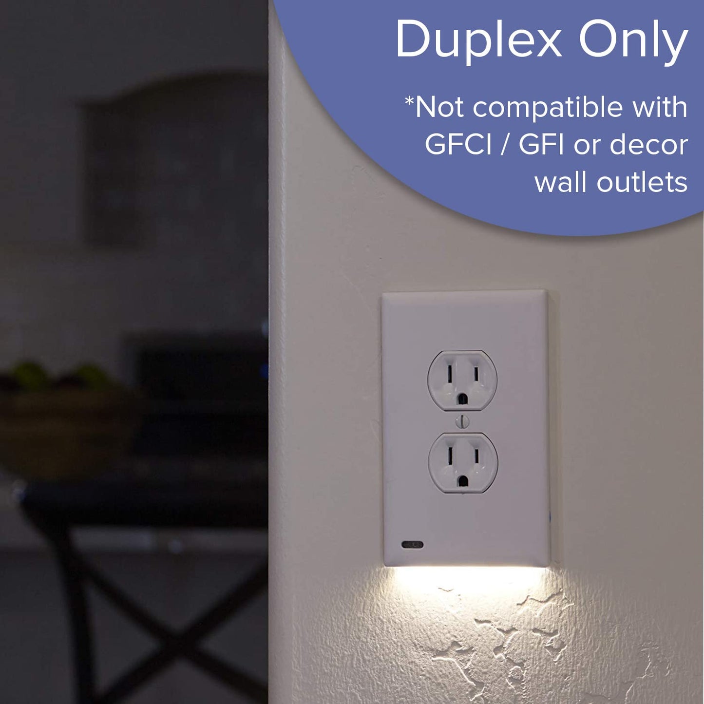 SnapPower GuideLight 2 - 6 Pack Duplex Outlet Wall Plate with LED Night Lights - Light Almond - Auto On/Off Sensor