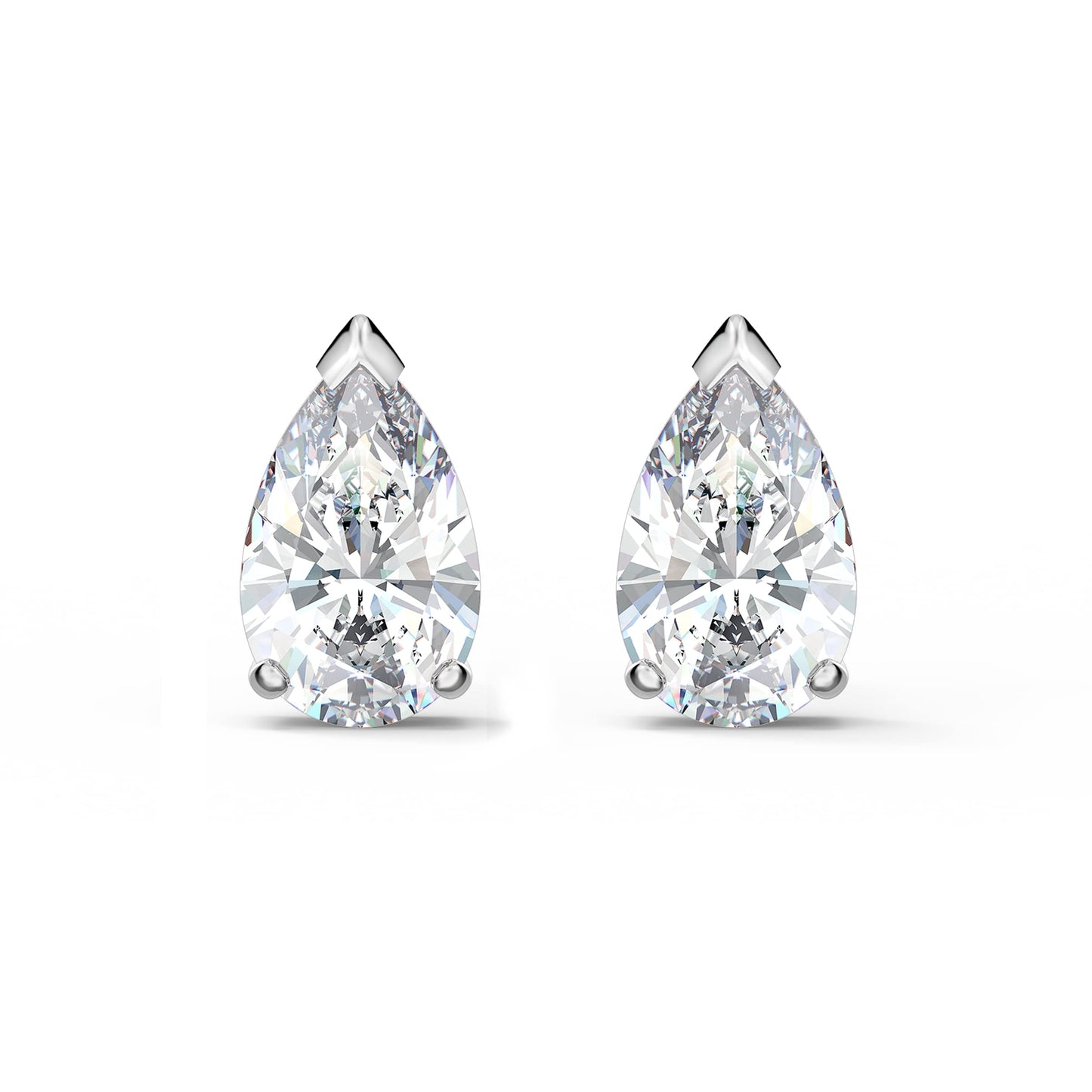Swarovski Stilla Attract Stud Earrings, Clear Drop-Cut Stones in a Rhodium-Finished Setting, Part of the Swarovski Stilla Attrac