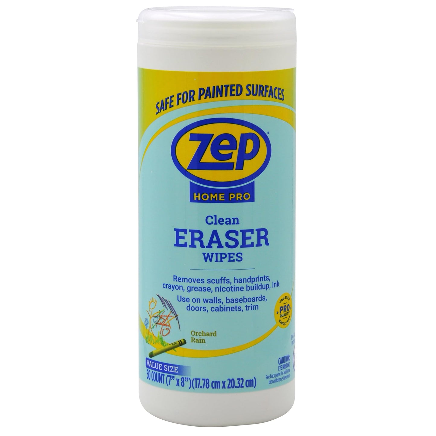 Zep Home Pro Clean Eraser Wipes 50 count- R59112- Removes Scuffs, Handprints, Crayon, Greese for use on Walls, Baseboards, Doors, Cabinets and Trim