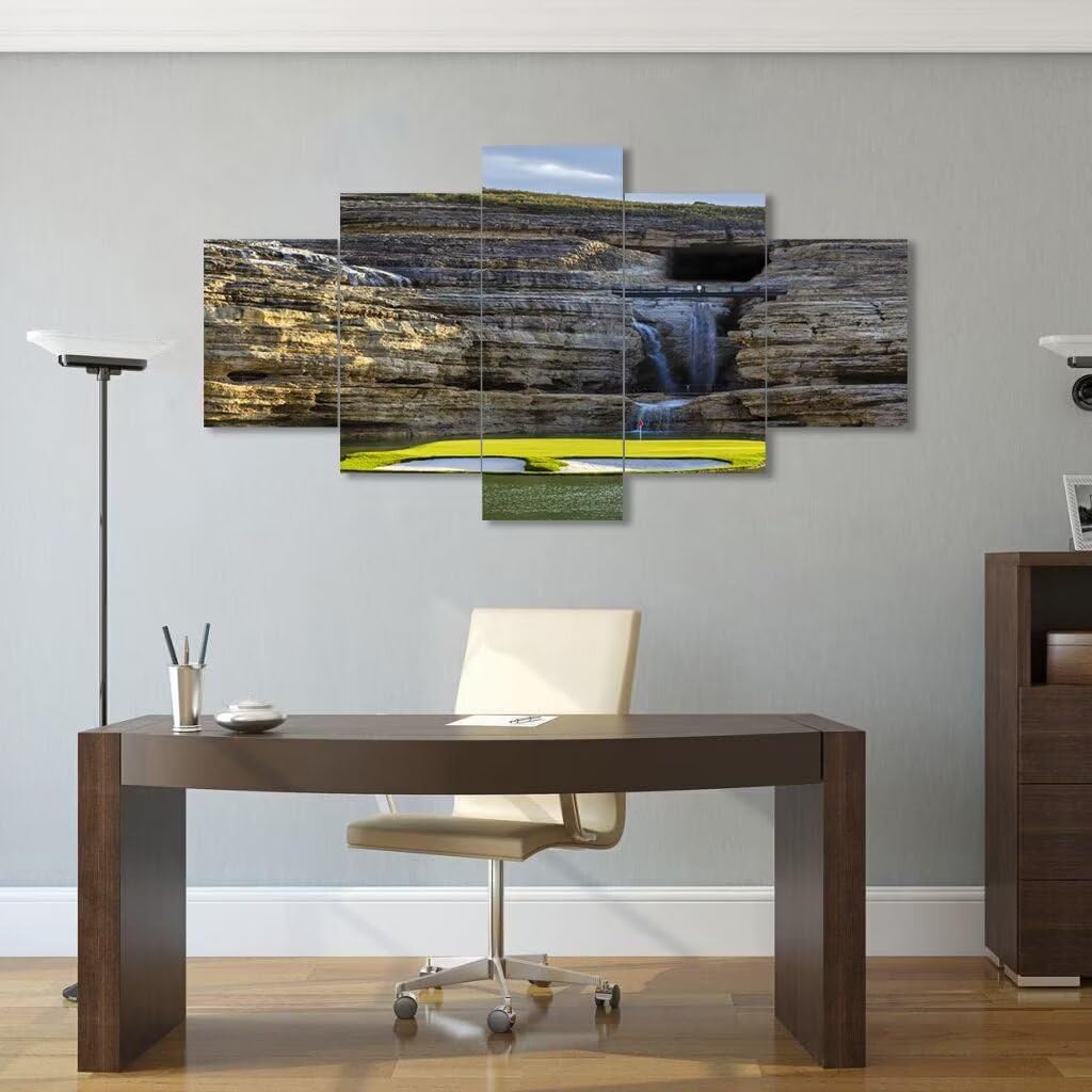 chenchenArt Payne's Valley Golf Course 19th Hole Wall Art for Living Room Bedroom Bathroom Home Decorations Payne's Valley Golf Course Picture Poster Canvas Prints Framed Ready to Hang(60''W x 32''H)