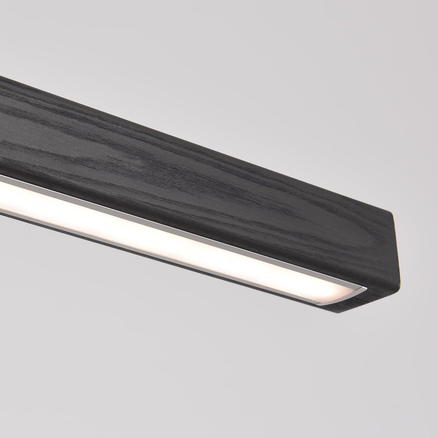 Black Wood Linear Pendant Light - Dimmable Led Chandelier With Remote  Modern Minimalist Lighting For Kitchen Islands  Dining Rooms & Pool Tables (Energy-Efficient 19W)