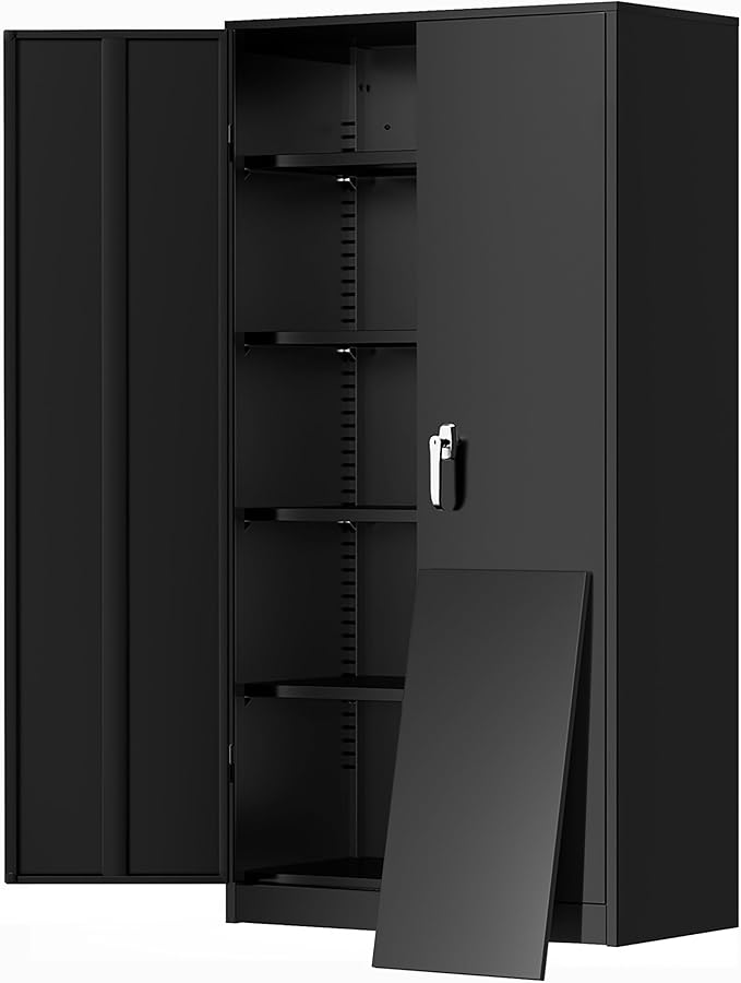Greenvelly Metal Garage Storage Cabinet, 72” Lockable Storage Cabinet with Adjustable Shelves, Steel Tool Organizer for Ho...