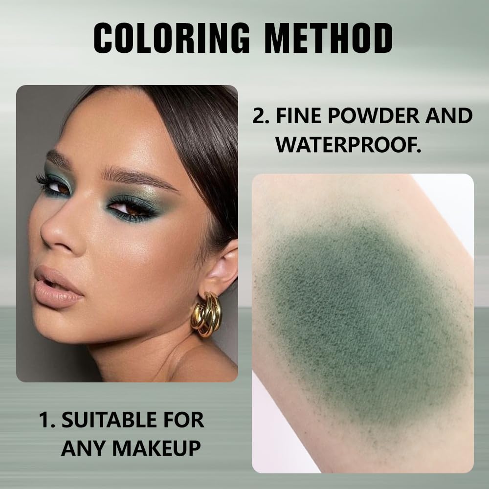 HHLTOH Buildable Matte Eyeshadow Makeup Palette Single - Forest Green Shades | Creamy Pressed Powder for Easy Blending | Mini Tr
