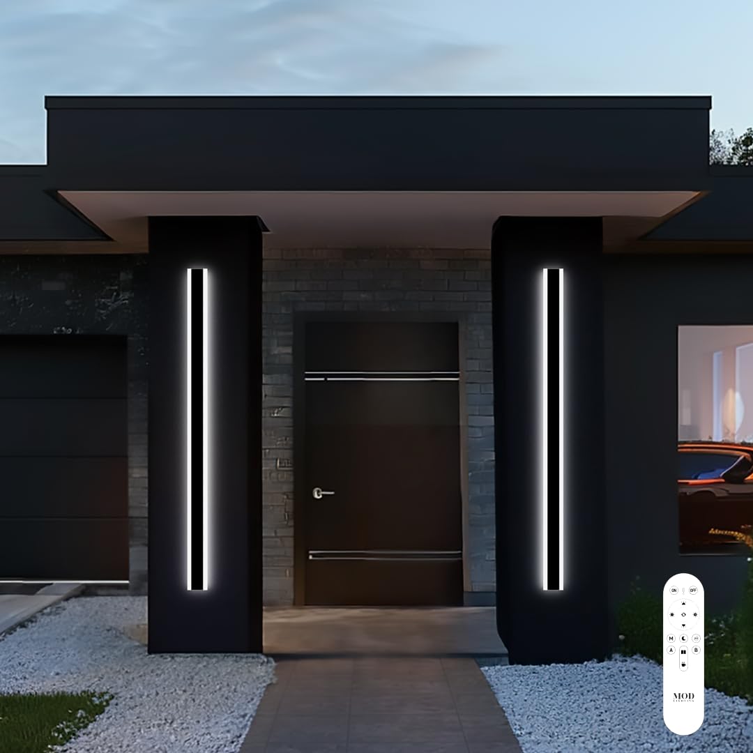 ?????? ???????????????? Haylen | Waterproof Outdoor Wall Light  Led Dimmable With Remote 3000K-6000K  Long Outdoor Porch Lights  Wired Lighting Fixture  Patio Exterior Wall Sconce  2-Pack (Black  59)