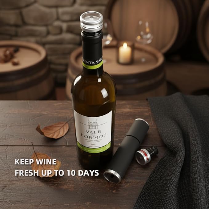 Wine Saver Vacuum Pump with 4 Stoppers, Wine Stopper & Preserver, Reusable Bottle Sealer Keeps Fresh (5)