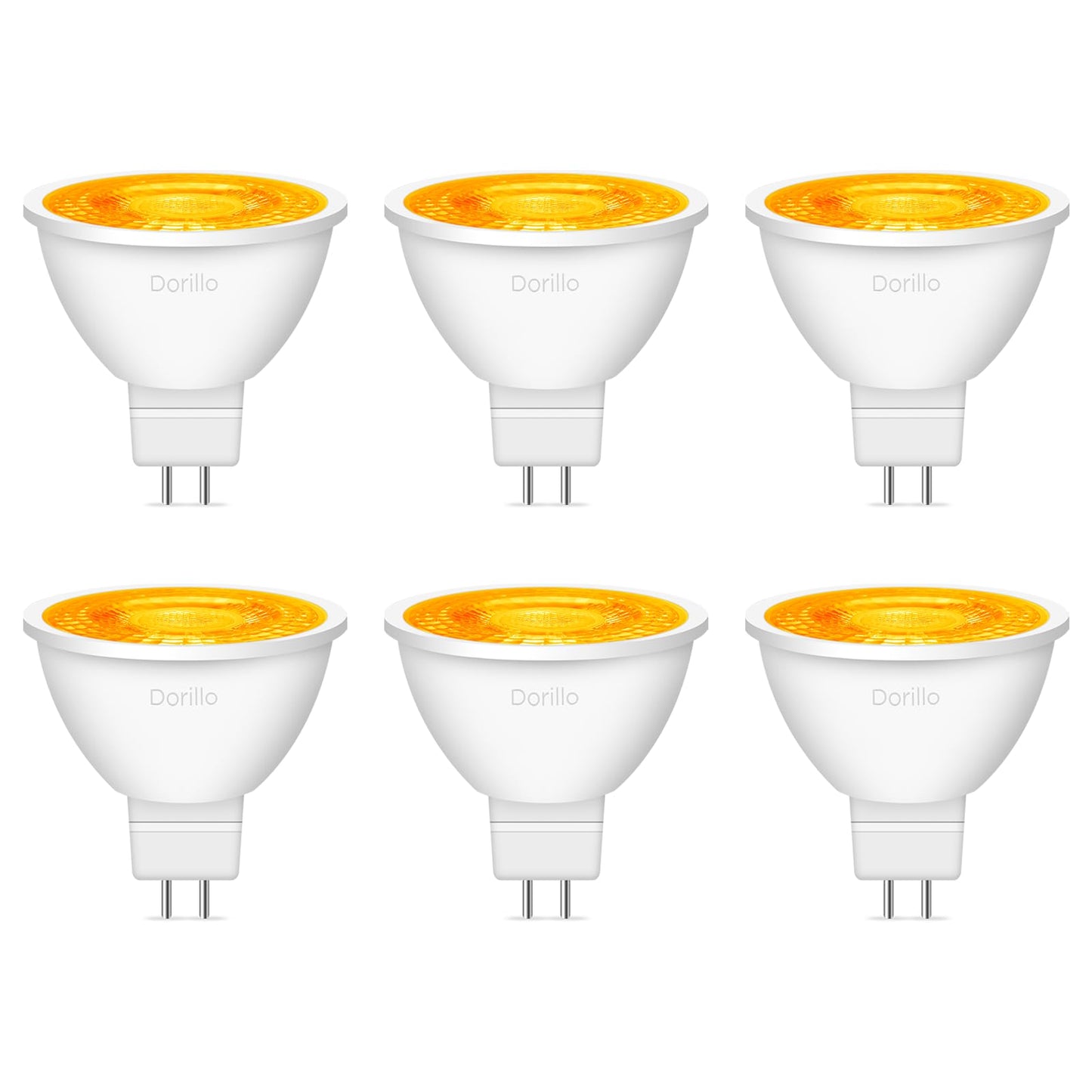 Dorillo Mr16 Orange Led Light Bulbs 6 Pack  6W (50W Equivalent)  Gu5.3 Bi-Pin 12V  Non-Dimmable  38 Beam  Halloween Party Lighting For Garden  Trees  Pathway  Yard