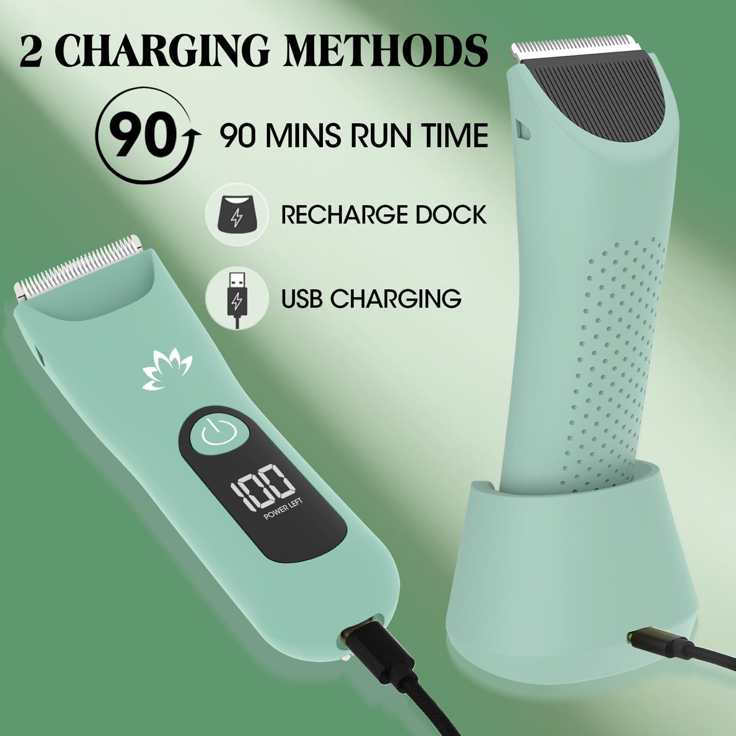 Zesuti Electric Bikini Trimmer for Women,Electric Razors for Women,Cordless Pubic Hair Trimmer,IPX7 Waterproof & LED Display Men