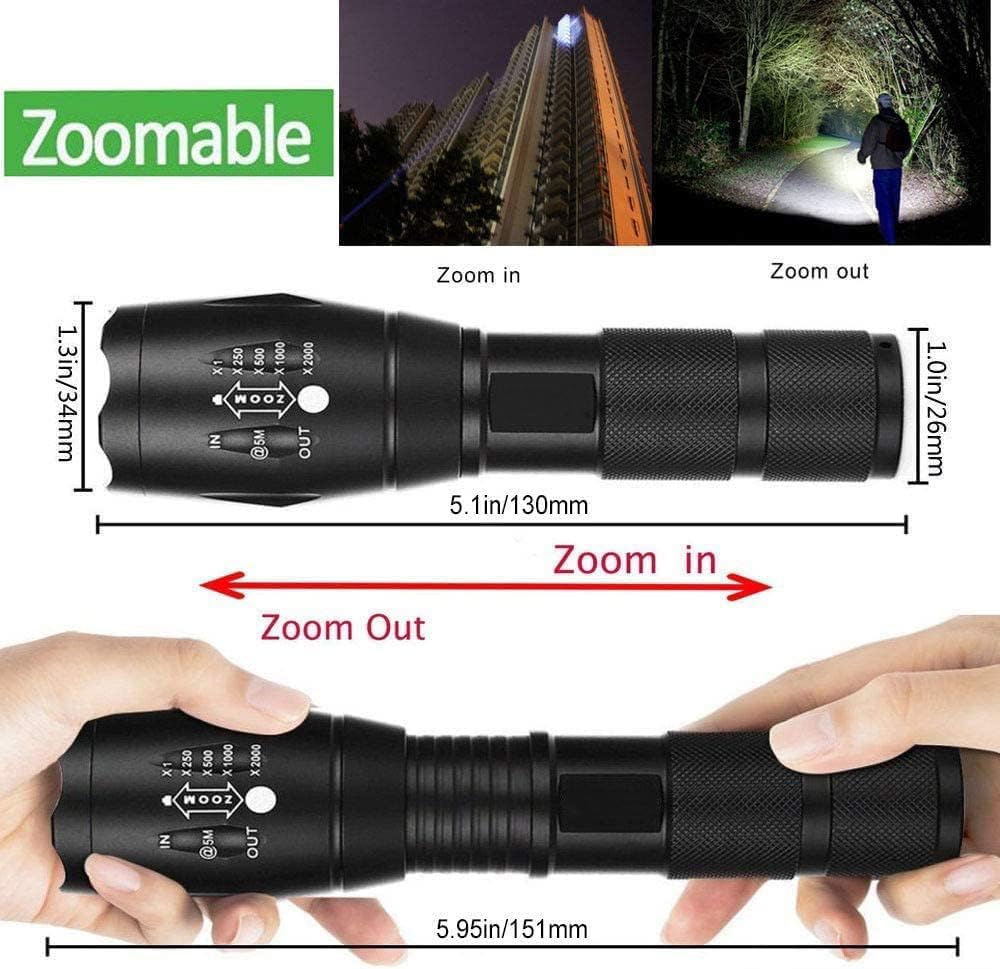 Modoao 3 Pack Led Flashlights - Super Bright, Zoomable, 5 Modes, White, Model B07J4Xfm31, Ideal For Camping, Hiking, Dog Walking