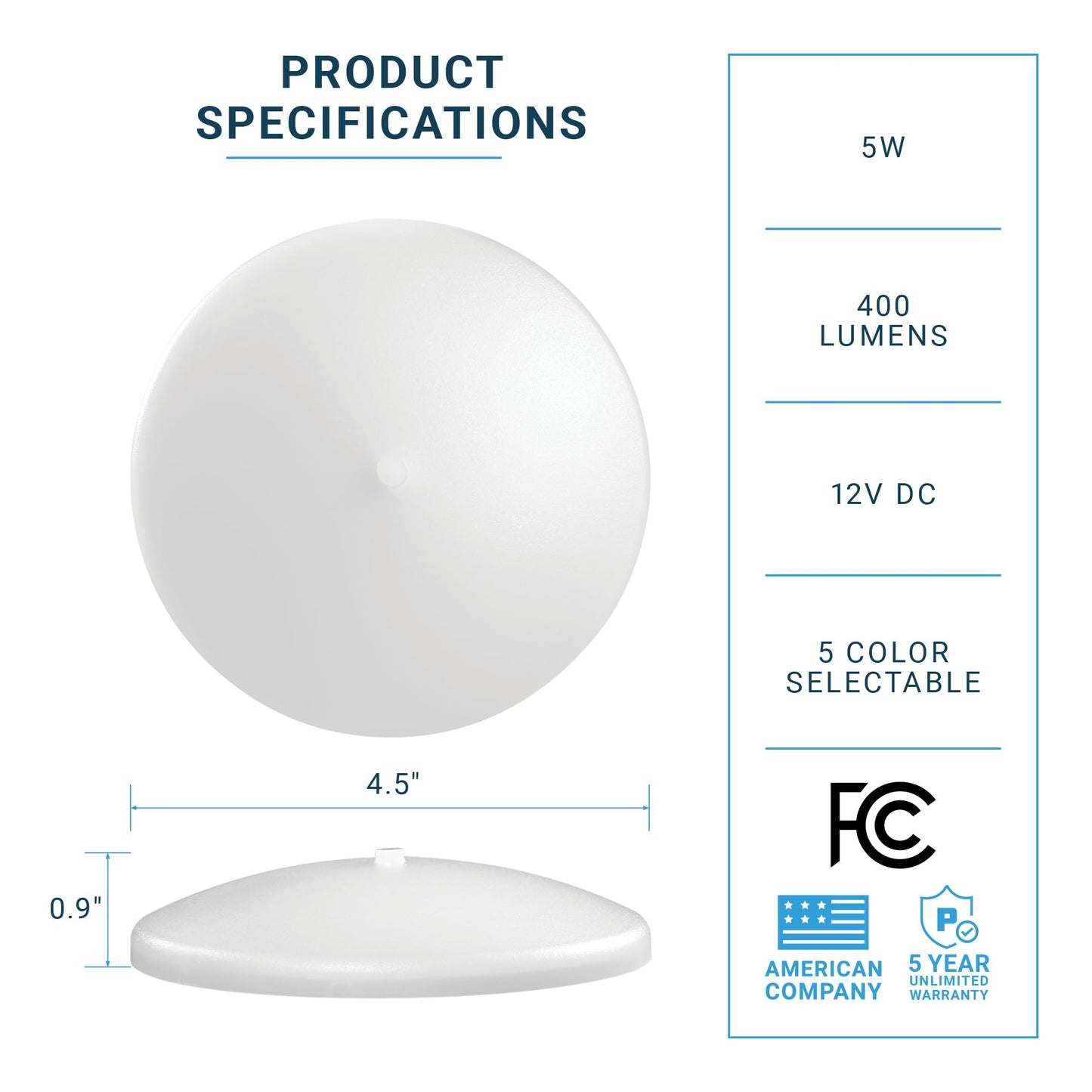 Parmida (6 Pack) Led Rv Dome Ceiling Lights 5Cct  On/Off Switch  Dimmable  Surface Mount Interior Puck Light  Slim Motorhome  Trailer  Camper Lighting  5W  27/3/35/4/5/6K  Damp Location  4.5 Inch