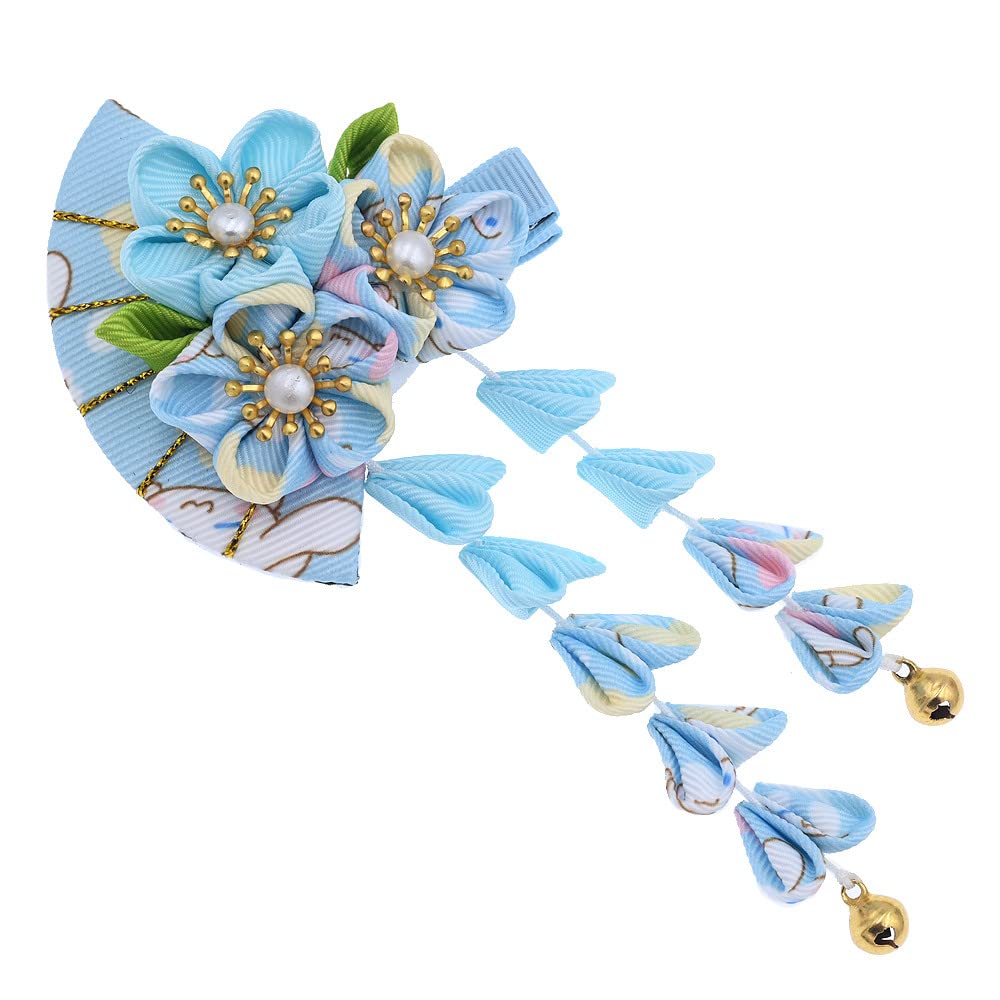 Japanese Style Women Flower Hair Clip Tassel Hair Ornament, Kimono Decor Fabric Hanfu Hairpin Accessories For Christmas Party Co