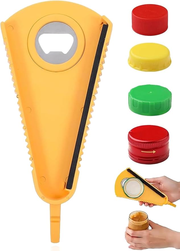 Jar Opener for Weak Hands, Bottle Can Opener Multipurpose Tool for Effortless Lid Removal Lightweight Plastic Design for Seniors & Outdoor Use, Cap Opens Dia 1.18 to 2.76in Lid