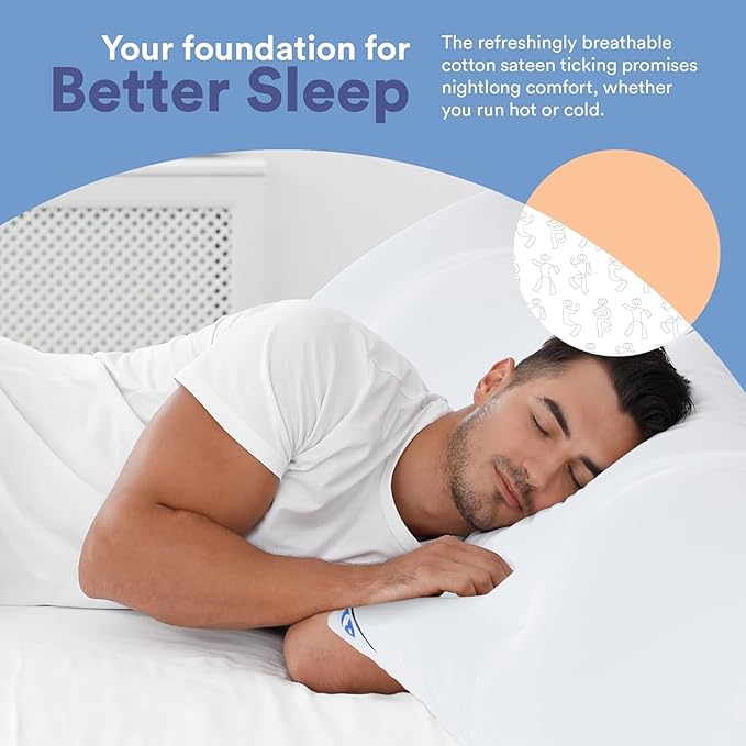 Continental Bedding Medium Queen Set of 2 White Down Pillows 25 Ounce 550FP Hotel Down Pillows for Supporting Back Side and Stomach Sleepers