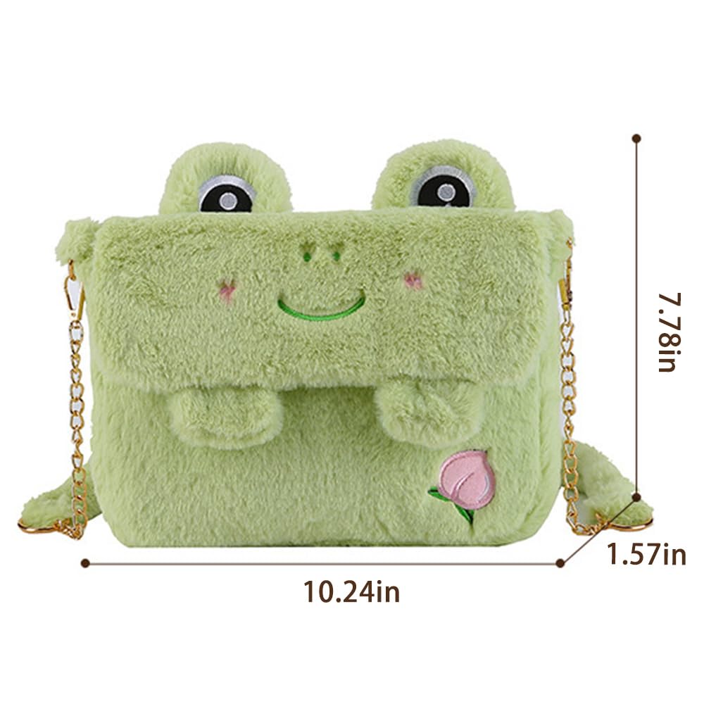 3D Cartoon Frog Plush Pouch, Small Coin Wallets, Cute Headset and Hair Accessories Bags - Fun Gifts Goodie Bag (Frog)