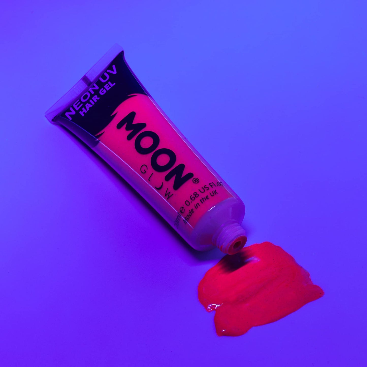 Moon Glow - Blacklight Neon UV Hair Gel - 0.67oz Intense Red - Temporary wash out hair color - Spike and Glow!